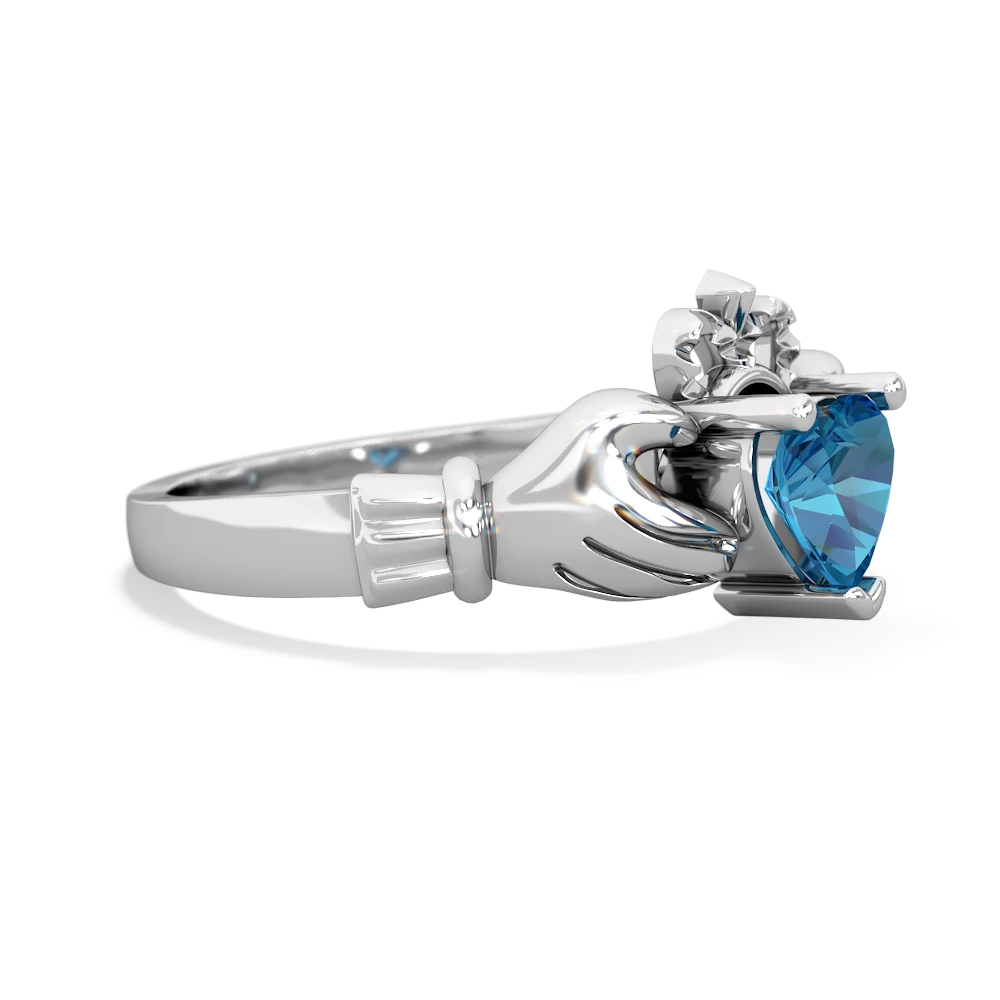 London Topaz Claddagh 14K White Gold ring R2370