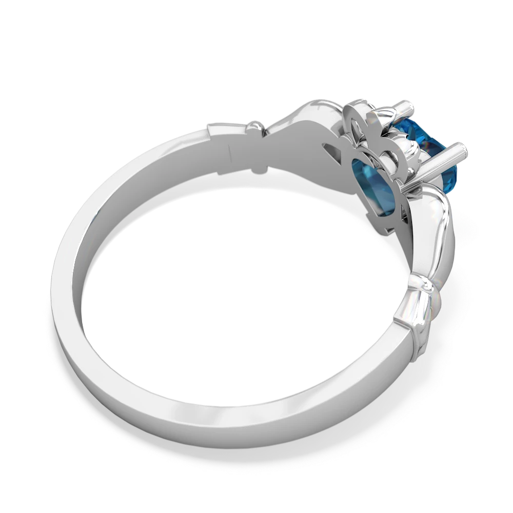 London Topaz Claddagh 14K White Gold ring R2370