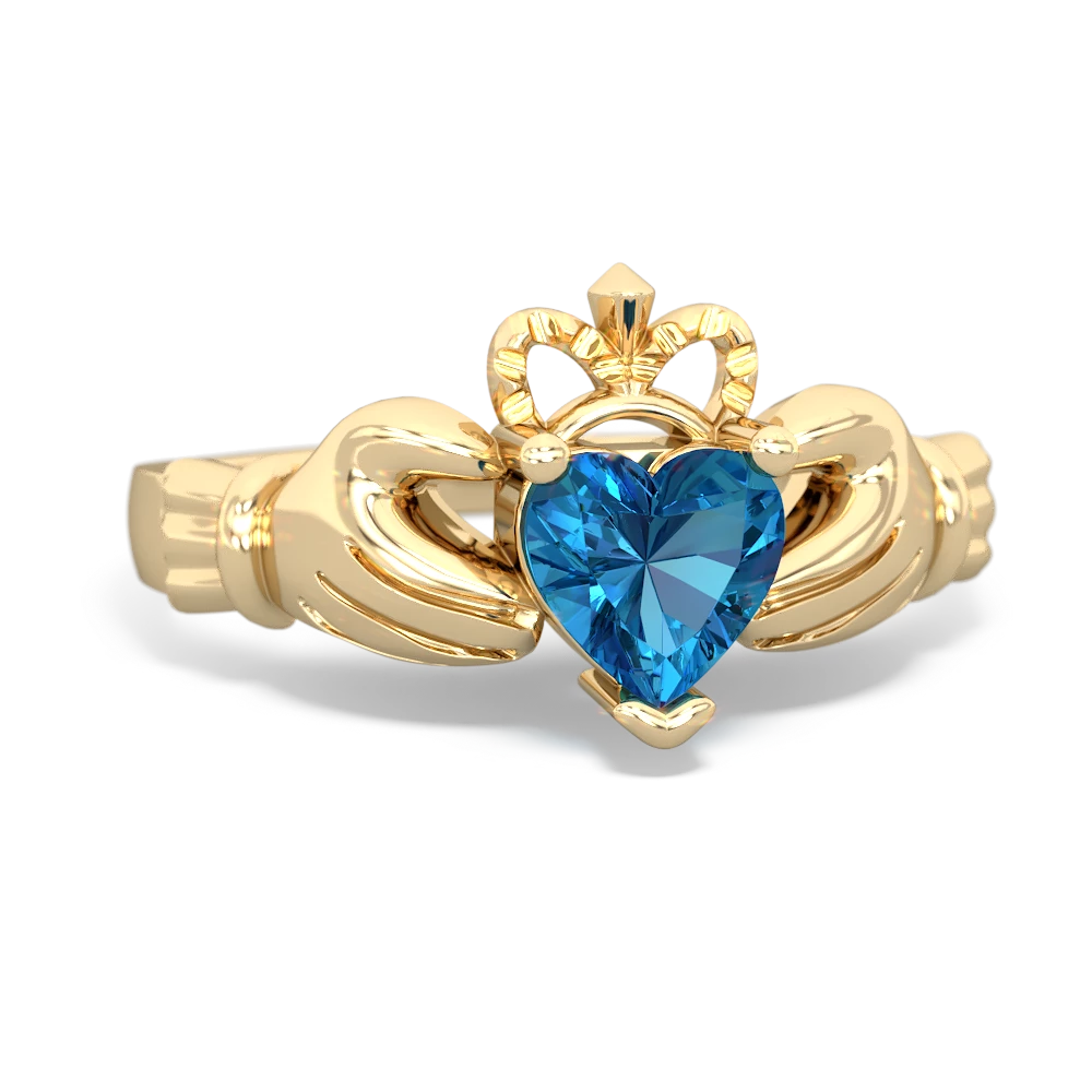 London Topaz Claddagh 14K Yellow Gold ring R2370