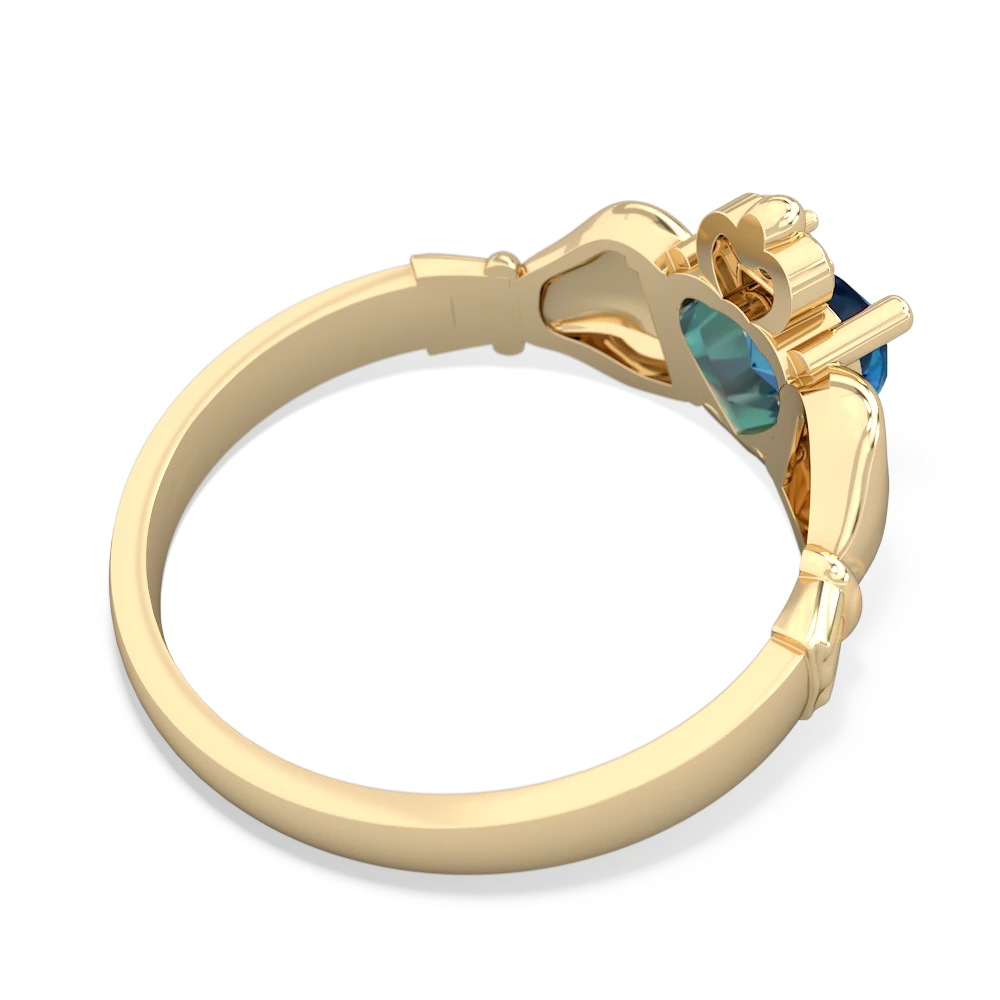 London Topaz Claddagh Diamond Crown 14K Yellow Gold ring R2372