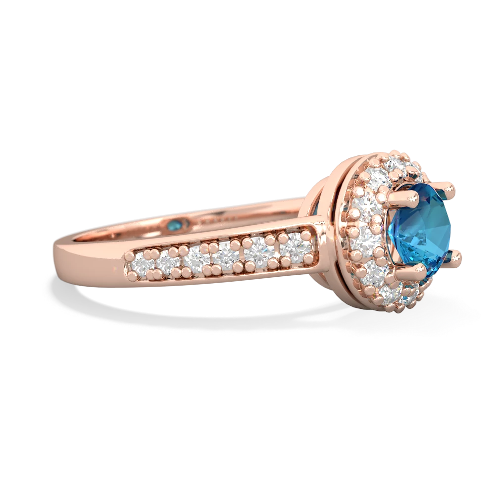 London Topaz Diamond Halo 14K Rose Gold ring R5370