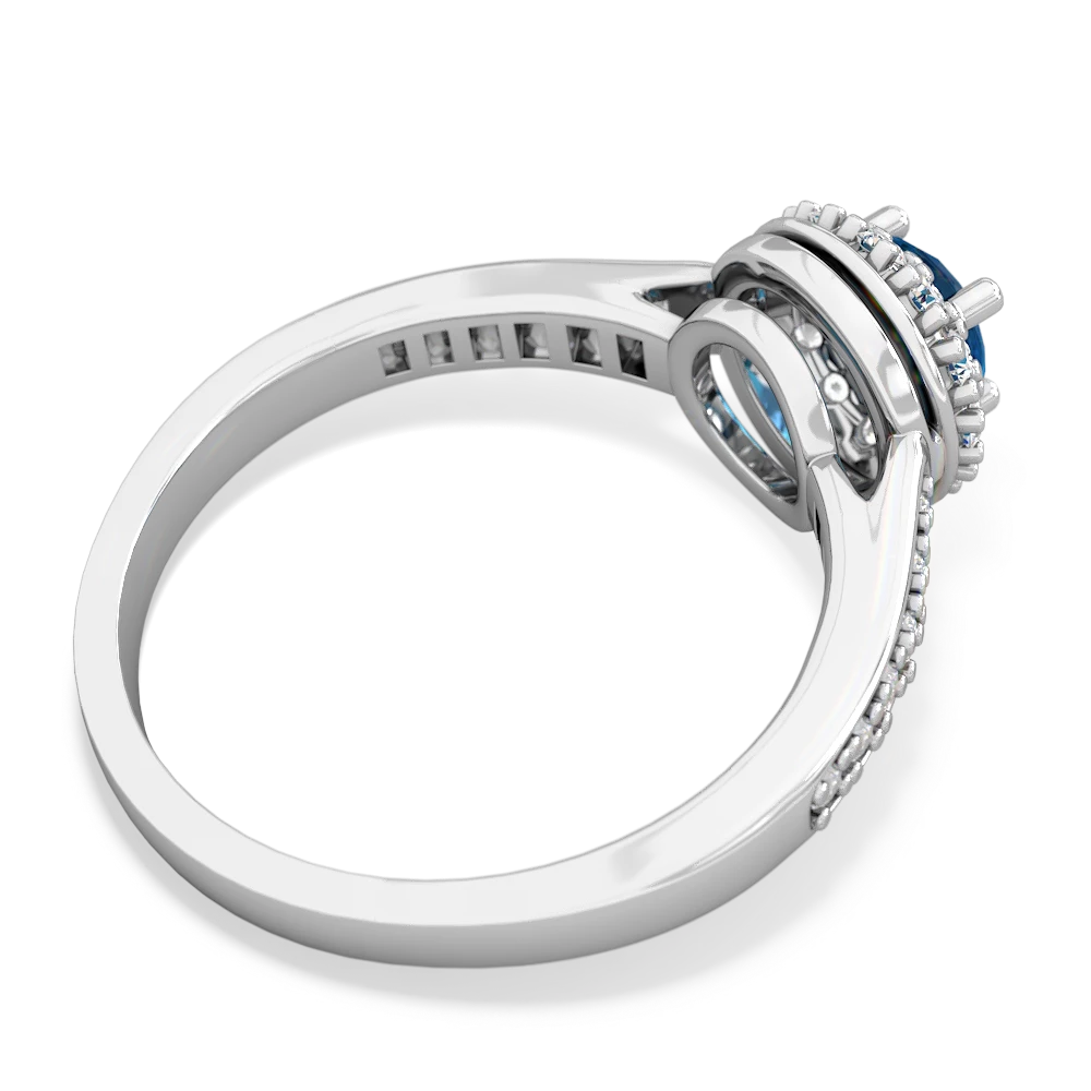 London Topaz Diamond Halo 14K White Gold ring R5370