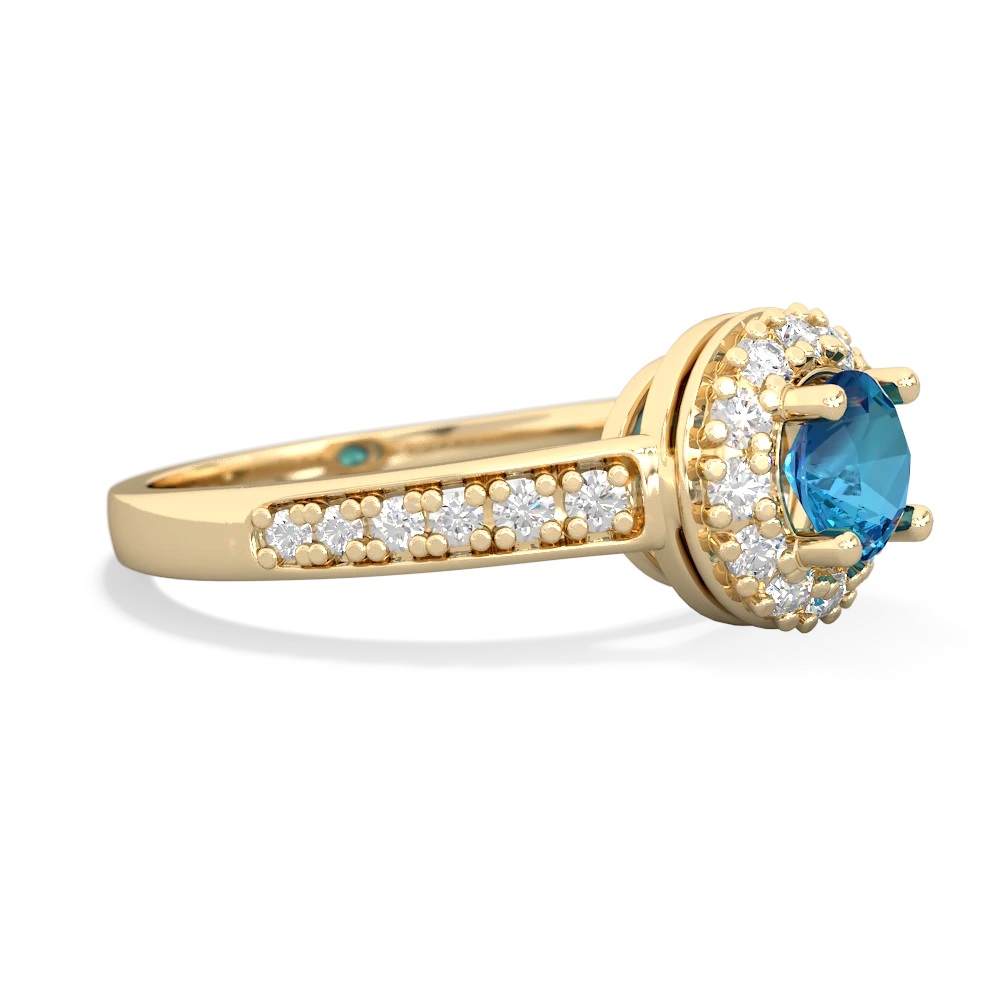 London Topaz Diamond Halo 14K Yellow Gold ring R5370