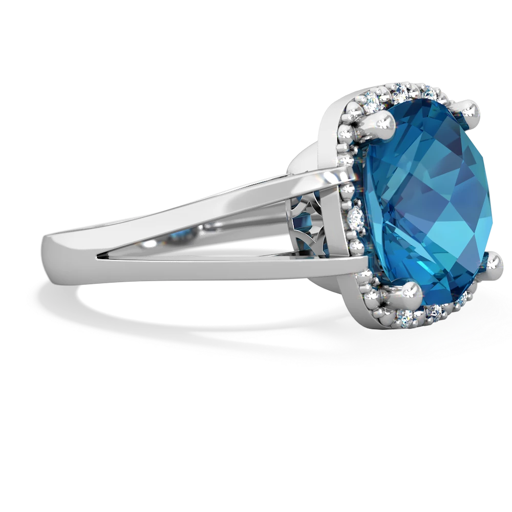 London Topaz Art Deco Cocktail 14K White Gold ring R2498