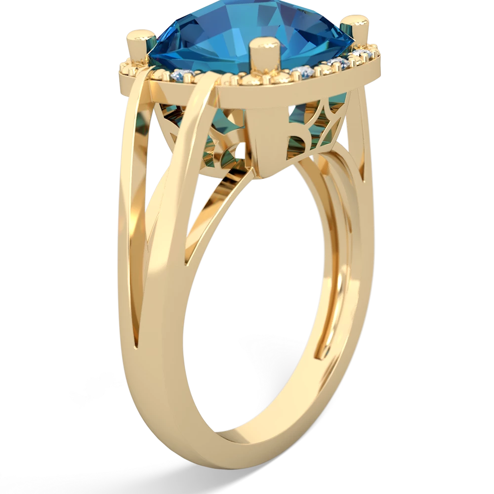 London Topaz Art Deco Cocktail 14K Yellow Gold ring R2498