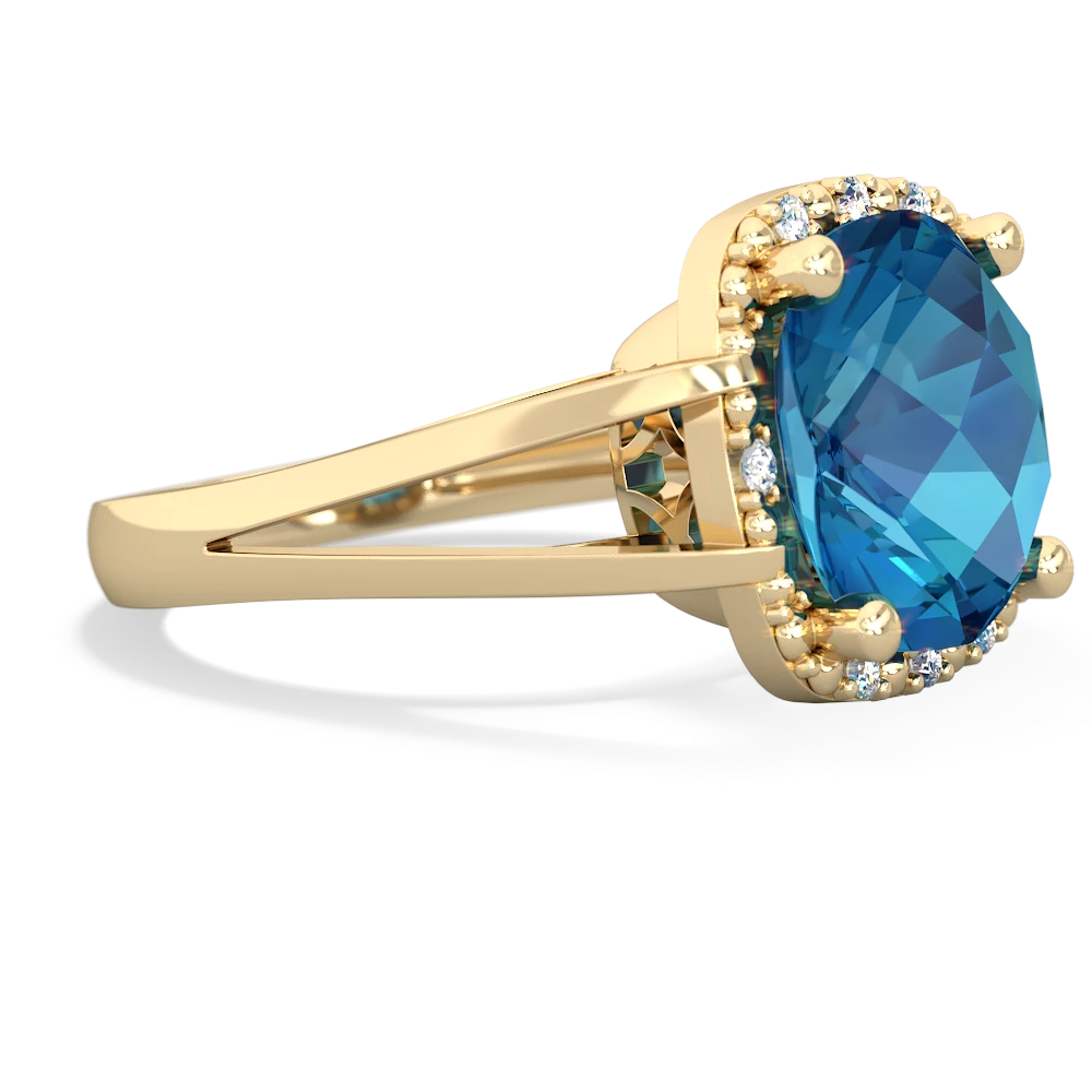 London Topaz Art Deco Cocktail 14K Yellow Gold ring R2498