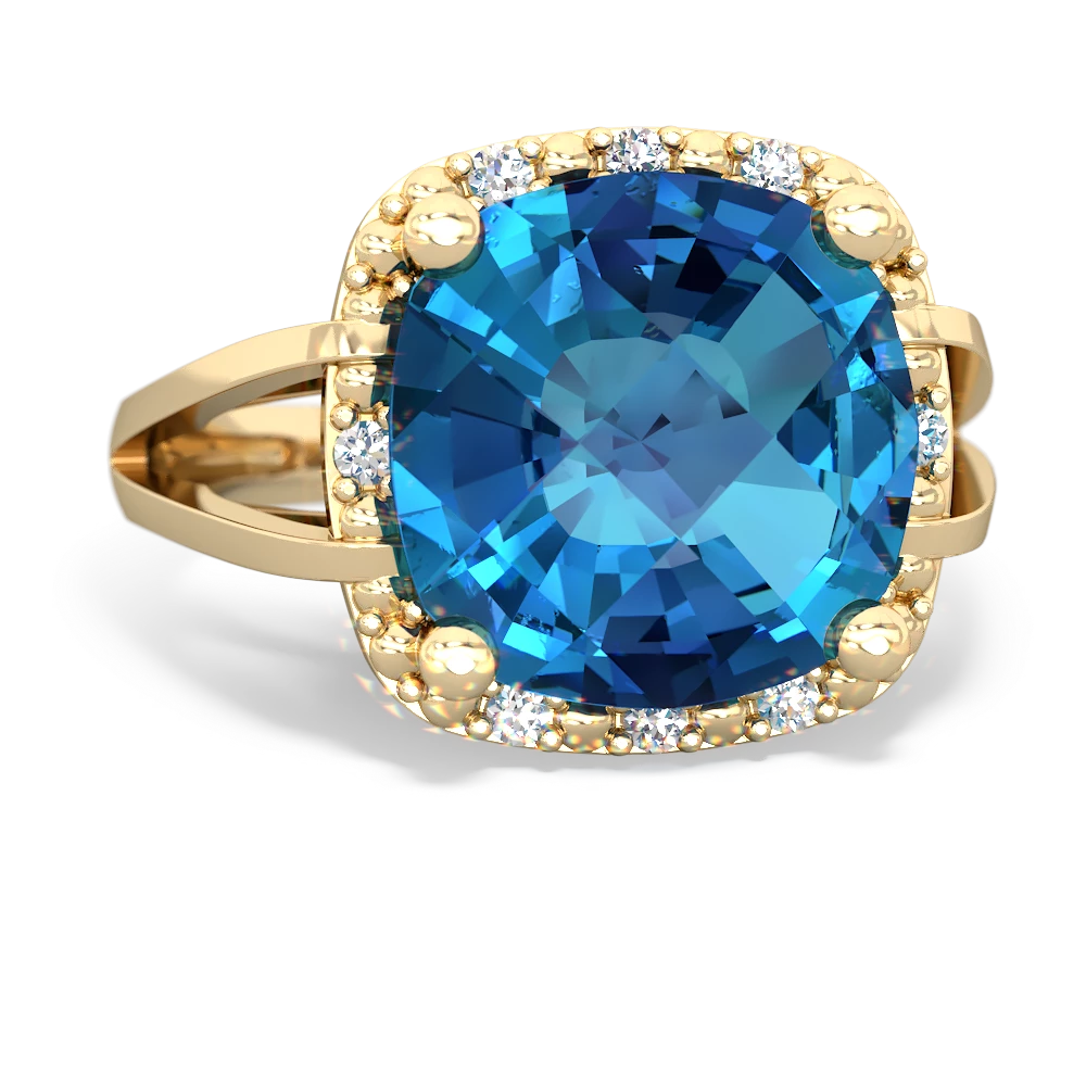 London Topaz Art Deco Cocktail 14K Yellow Gold ring R2498