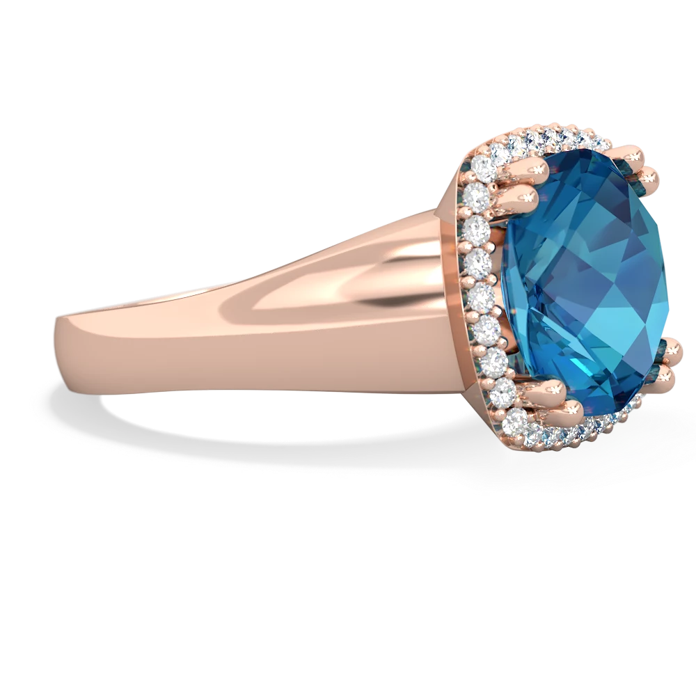 London Topaz Halo Cocktail 14K Rose Gold ring R2544