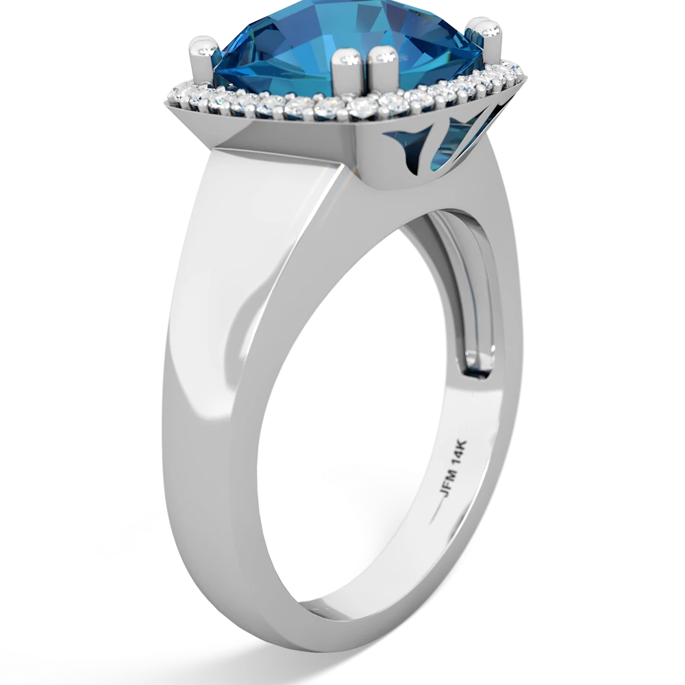 London Topaz Halo Cocktail 14K White Gold ring R2544