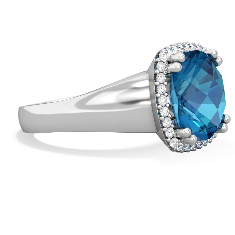 London Topaz Halo Cocktail 14K White Gold ring R2544