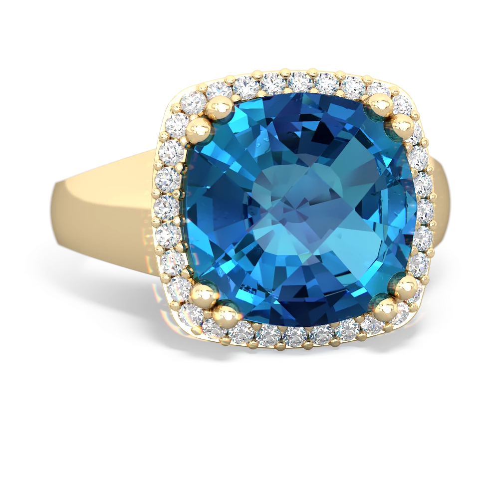 London Topaz Halo Cocktail 14K Yellow Gold ring R2544