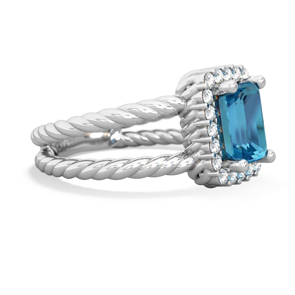 London Topaz Rope Split Band 14K White Gold ring R2628