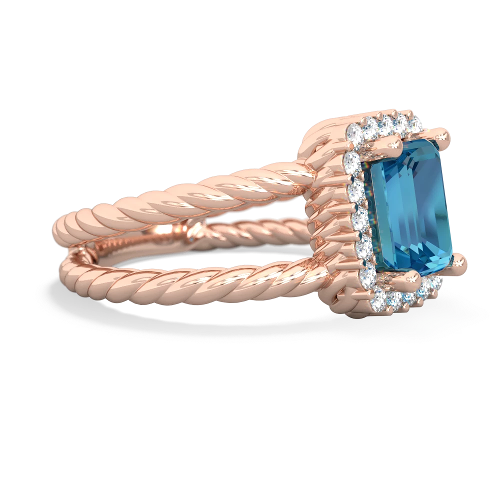 London Topaz Rope Split Band 14K Rose Gold ring R2628