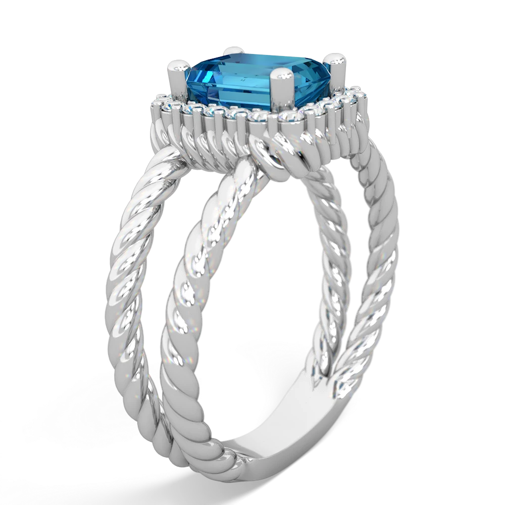 London Topaz Rope Split Band 14K White Gold ring R2628