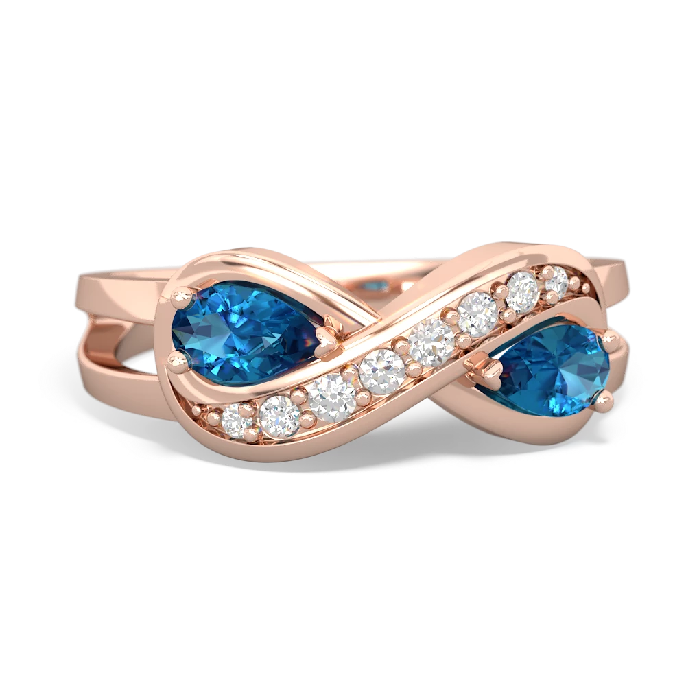 London Topaz Diamond Infinity 14K Rose Gold ring R5390