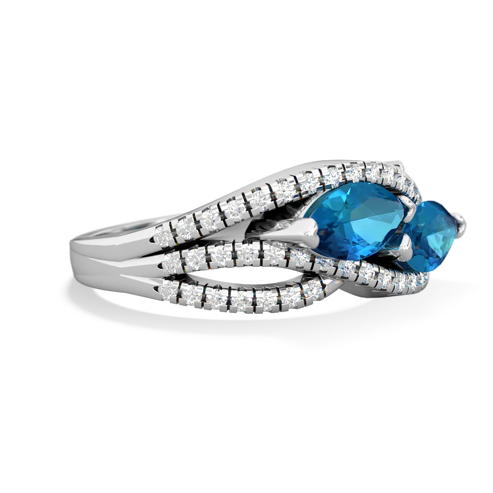 London Topaz Diamond Rivers 14K White Gold ring R3070