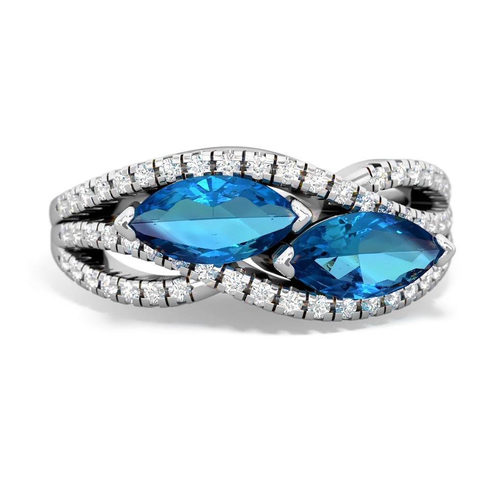 London Topaz Diamond Rivers 14K White Gold ring R3070