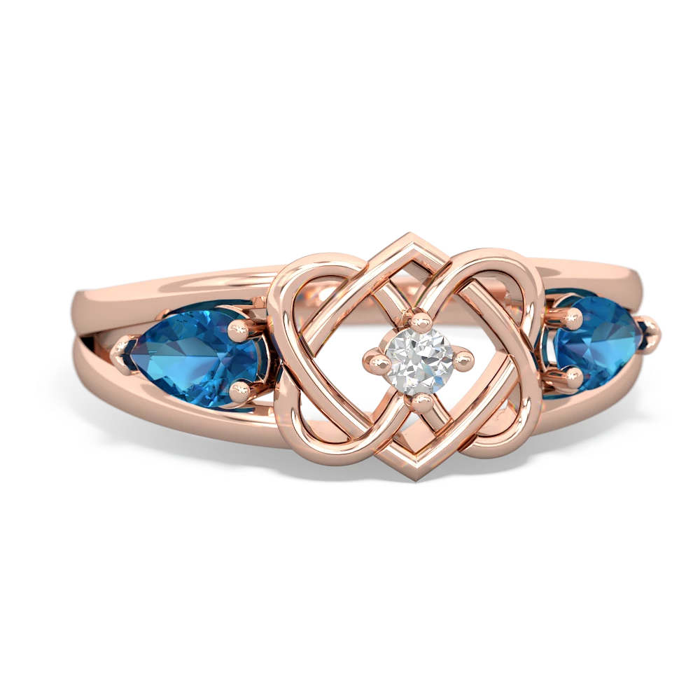 London Topaz Hearts Intertwined 14K Rose Gold ring R5880