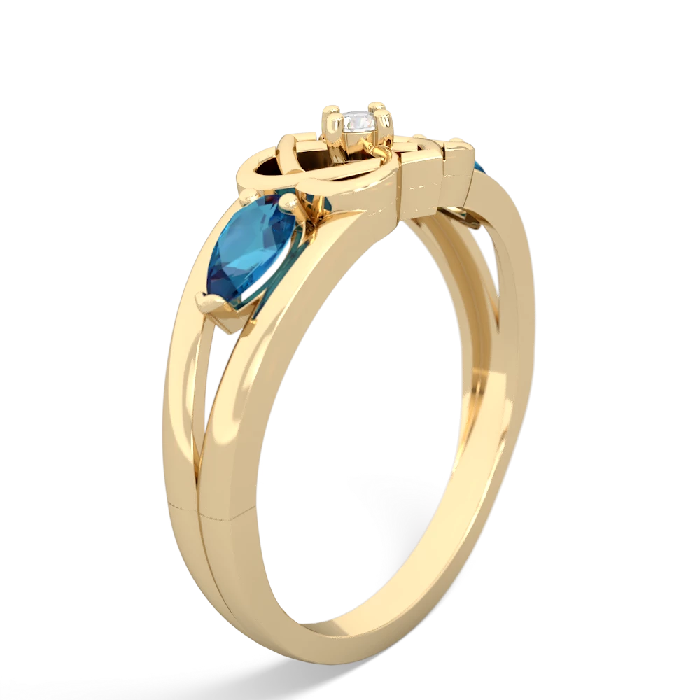 London Topaz Hearts Intertwined 14K Yellow Gold ring R5880