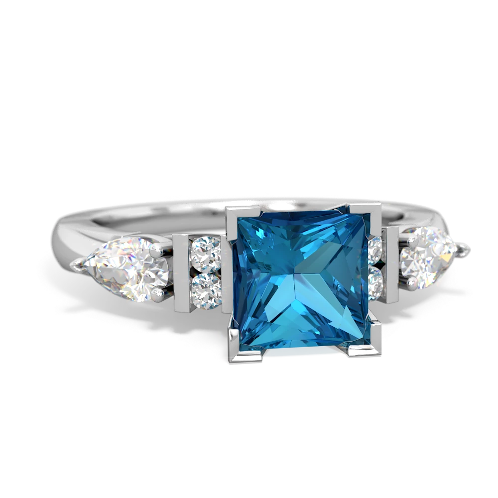 3.70ct London Blue Topaz & Diamond 3-Stone Engagement Ring Vintage