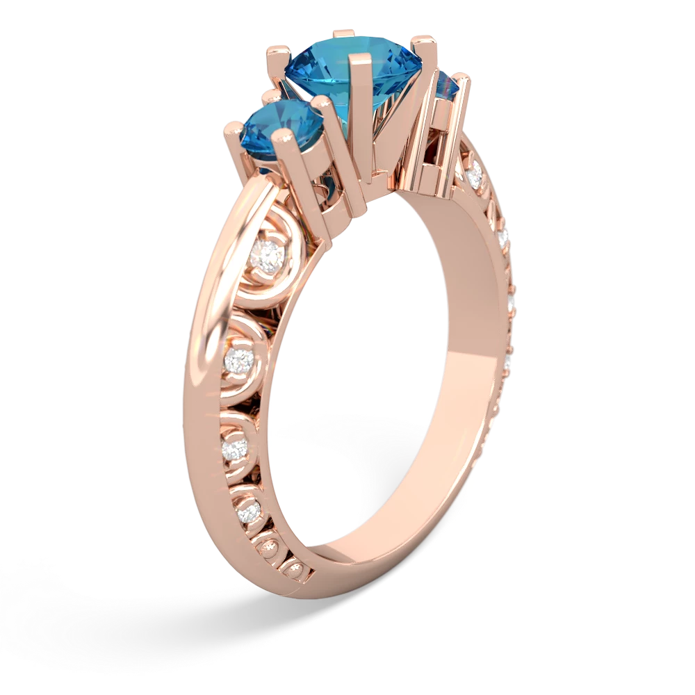 London Topaz Art Deco Eternal Embrace Engagement 14K Rose Gold ring C2003