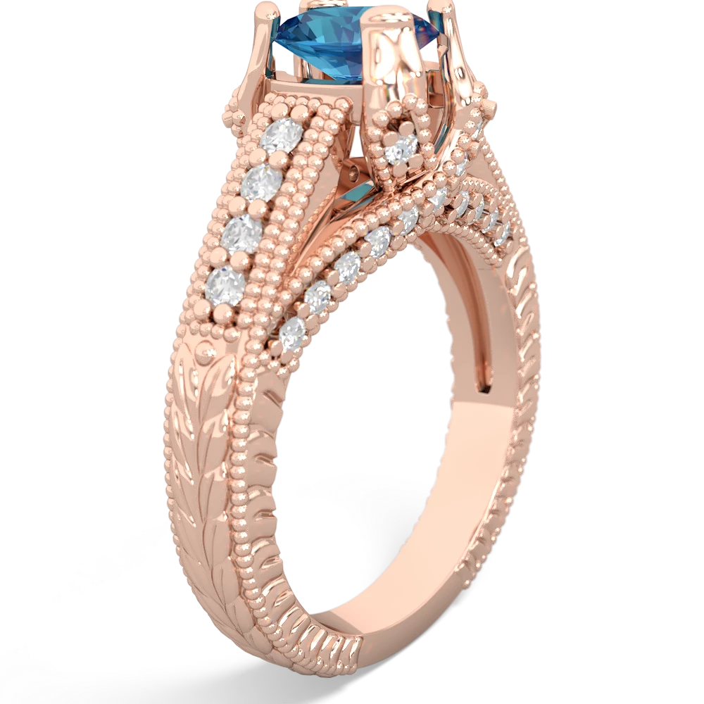London Topaz Antique Style 14K Rose Gold ring R2028