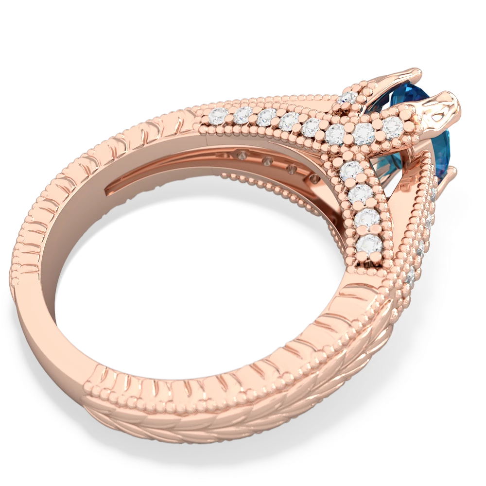 London Topaz Antique Style 14K Rose Gold ring R2028 - front view