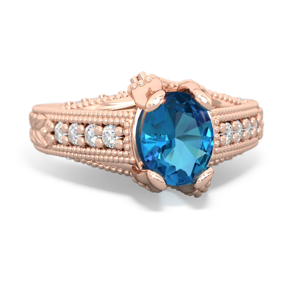 London Topaz Antique Style 14K Rose Gold ring R2028
