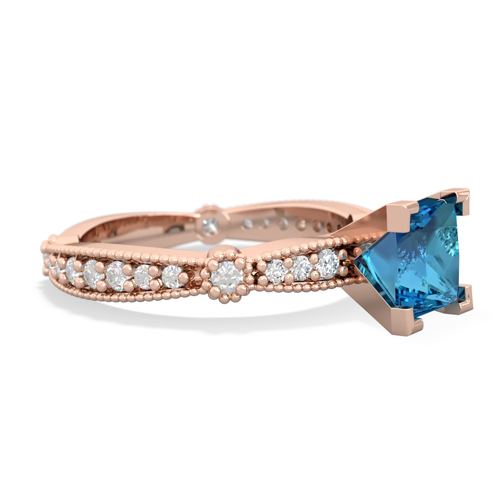 London Topaz Sparkling Tiara 6Mm Princess 14K Rose Gold ring R26296SQ