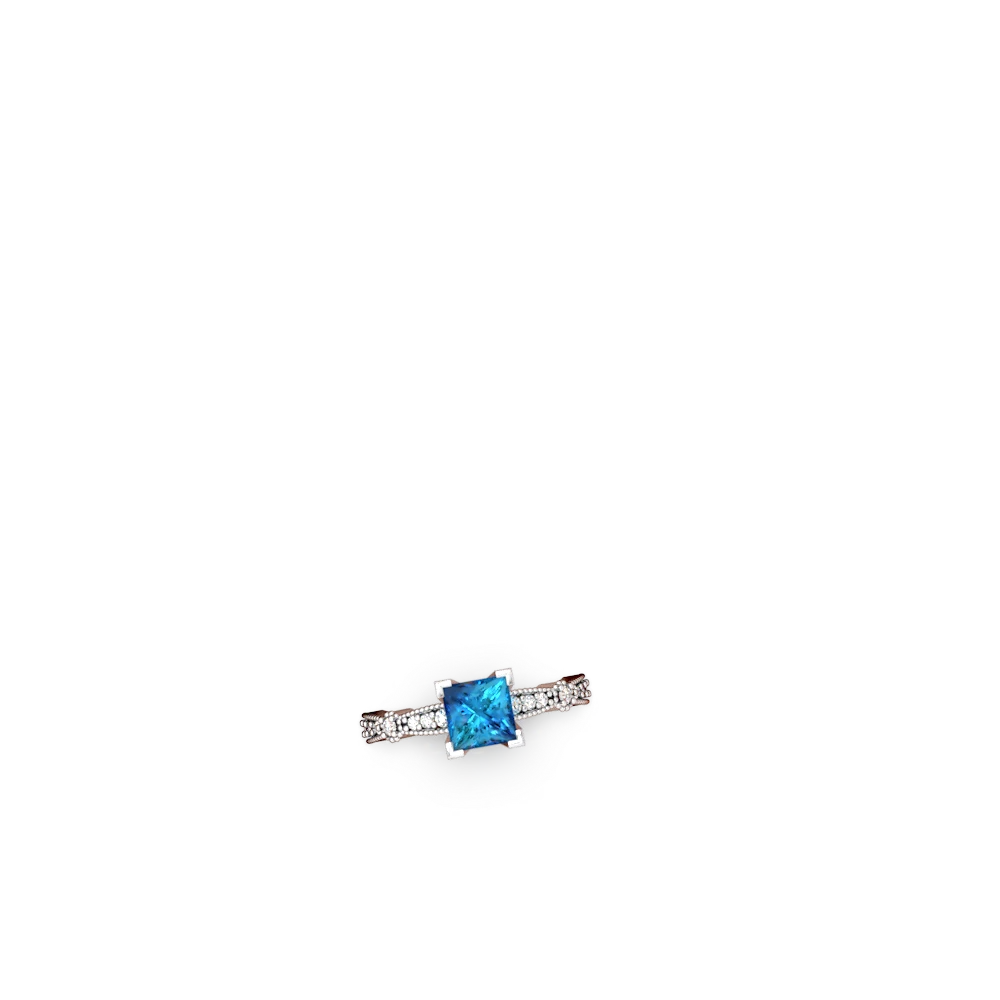 London Topaz Sparkling Tiara 6Mm Princess 14K White Gold ring R26296SQ