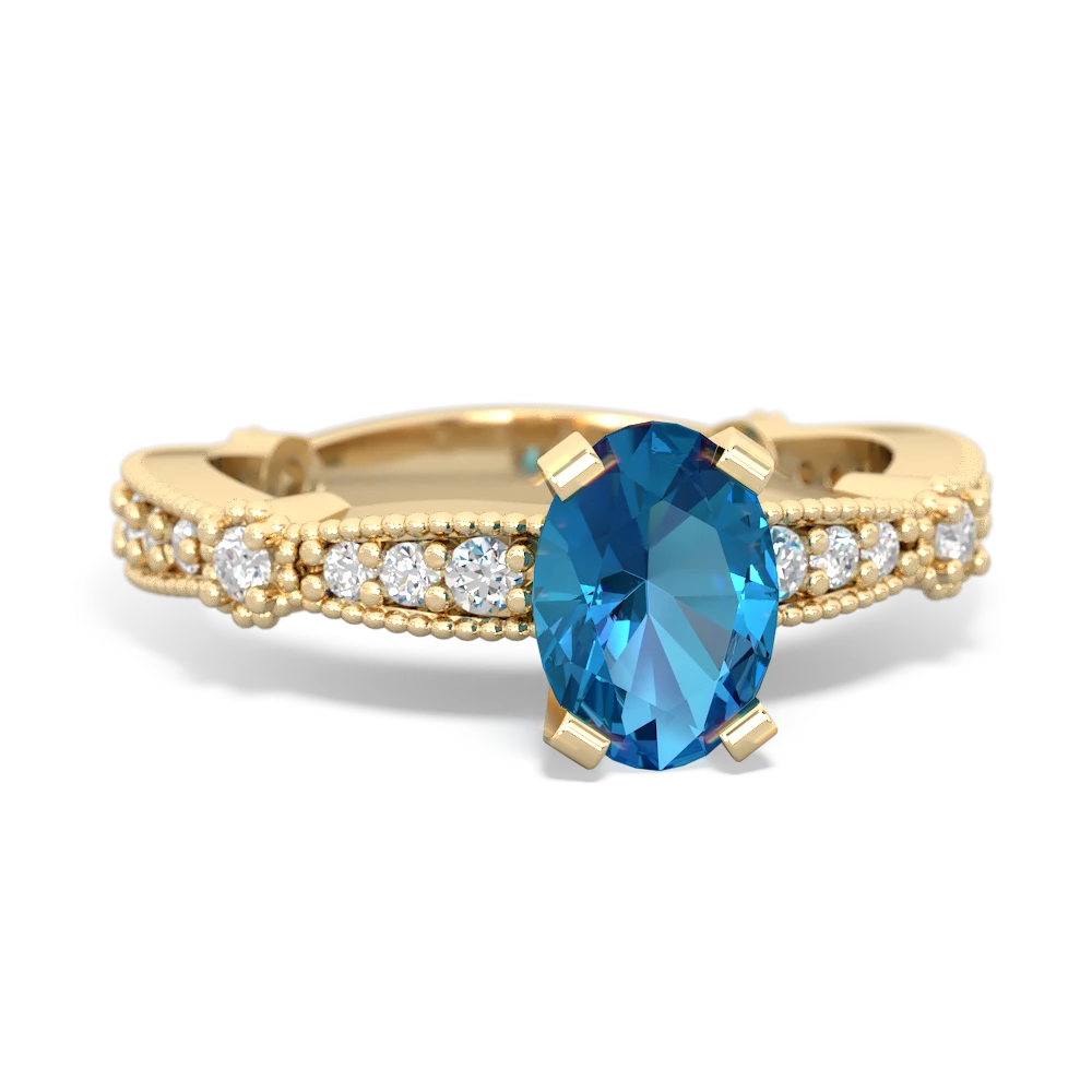 London Topaz Sparkling Tiara 7X5mm Oval 14K Yellow Gold ring R26297VL