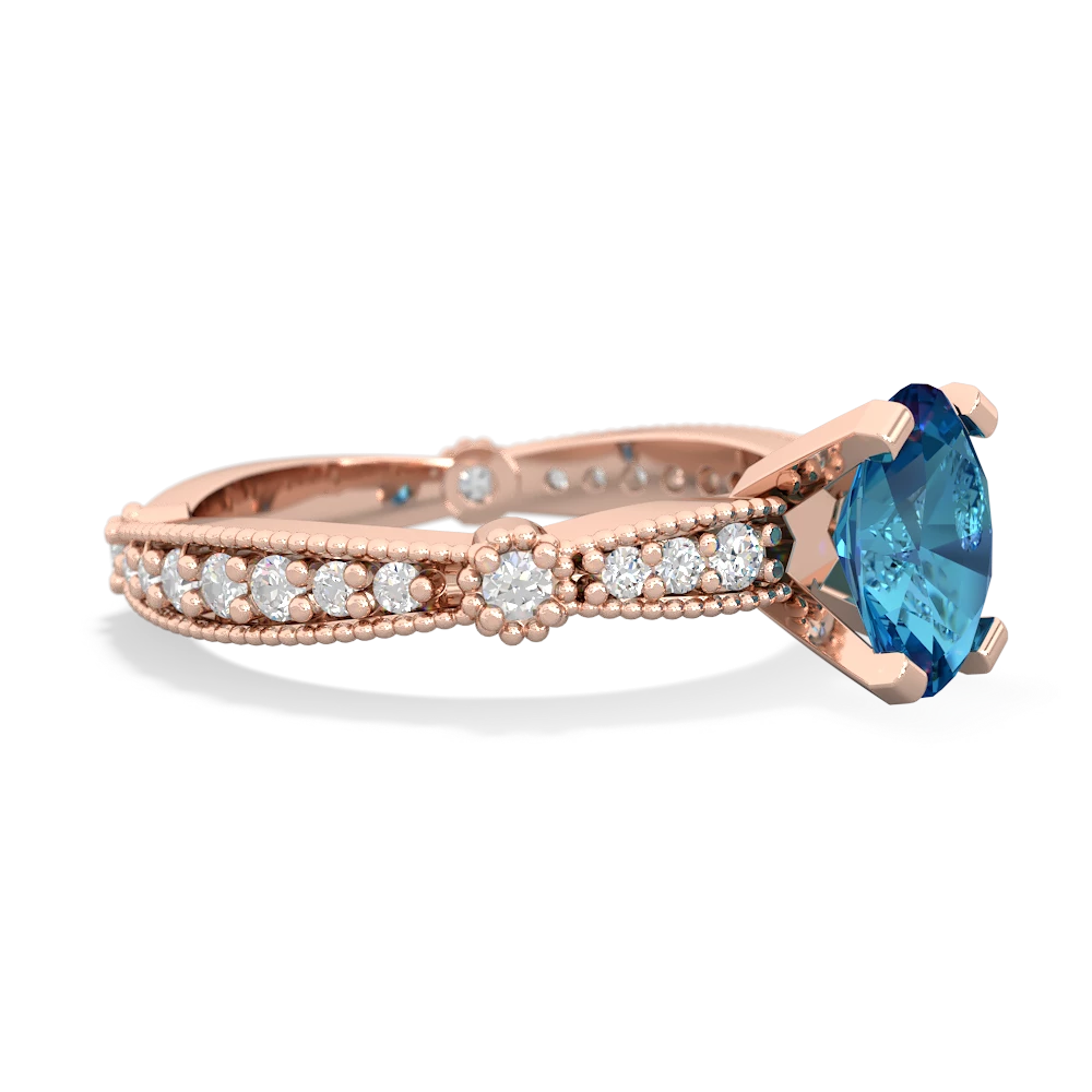 London Topaz Sparkling Tiara 8X6 Oval 14K Rose Gold ring R26298VL