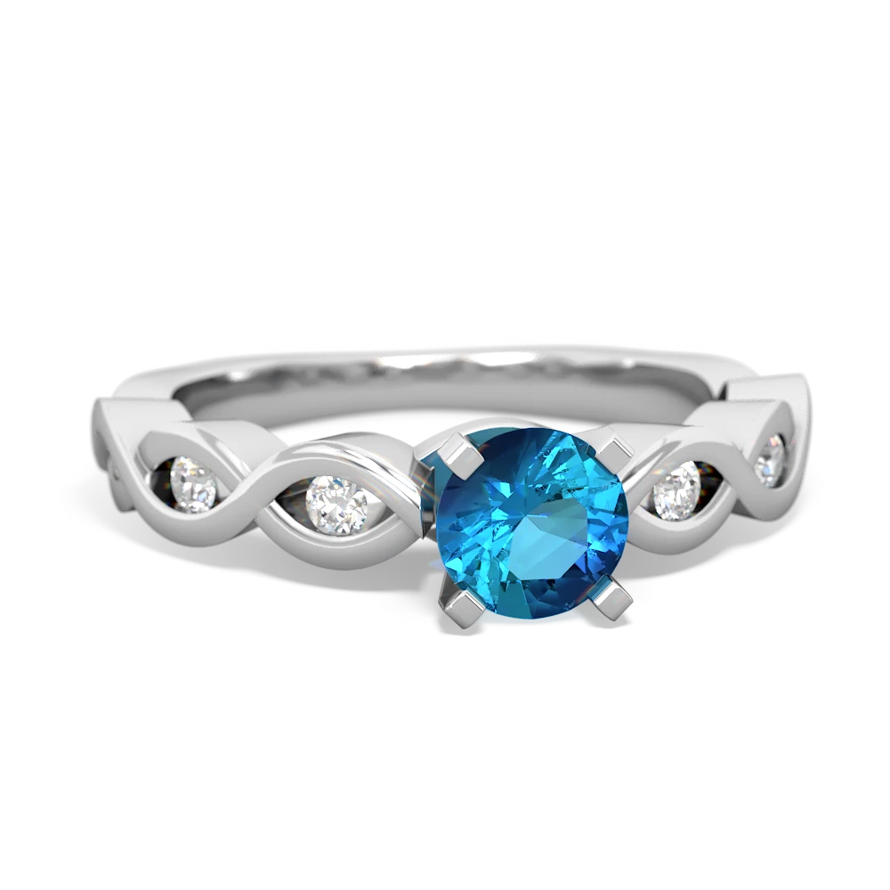 London Topaz Infinity 5Mm Round Engagement 14K White Gold ring R26315RD