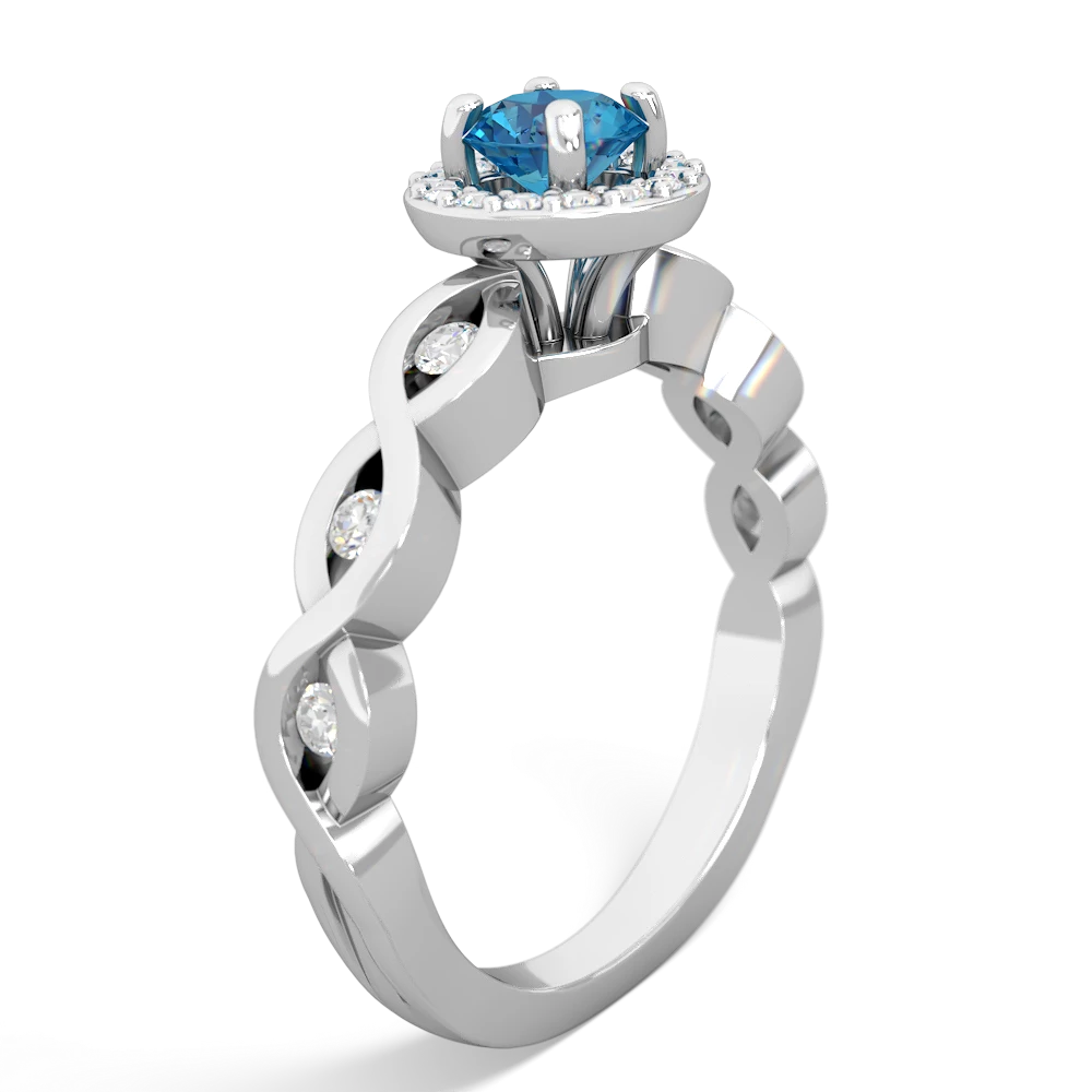 London Topaz Infinity Halo Engagement 14K White Gold ring R26315RH