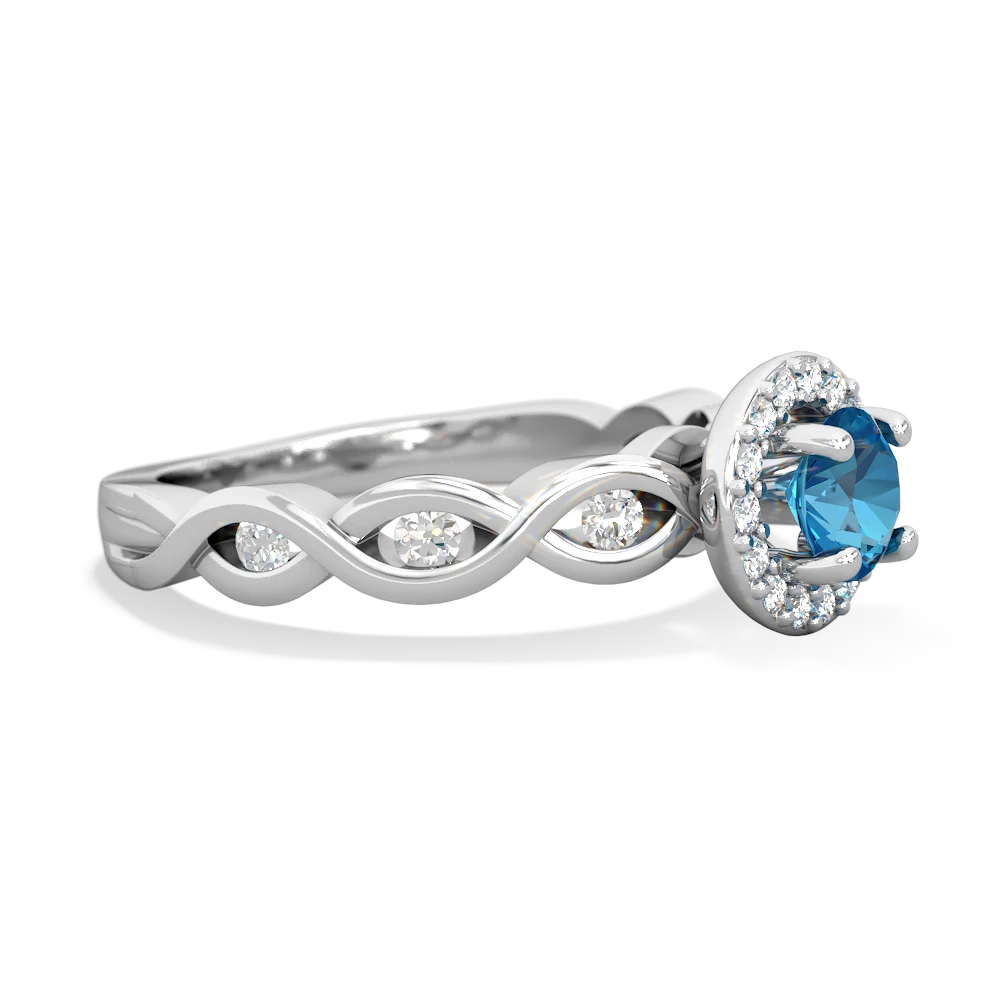 London Topaz Infinity Halo Engagement 14K White Gold ring R26315RH