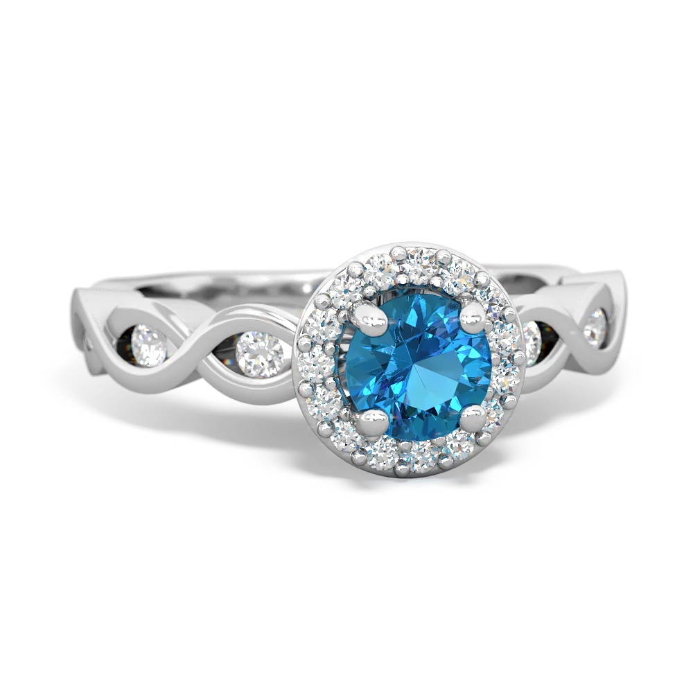 London Topaz Infinity Halo Engagement 14K White Gold ring R26315RH