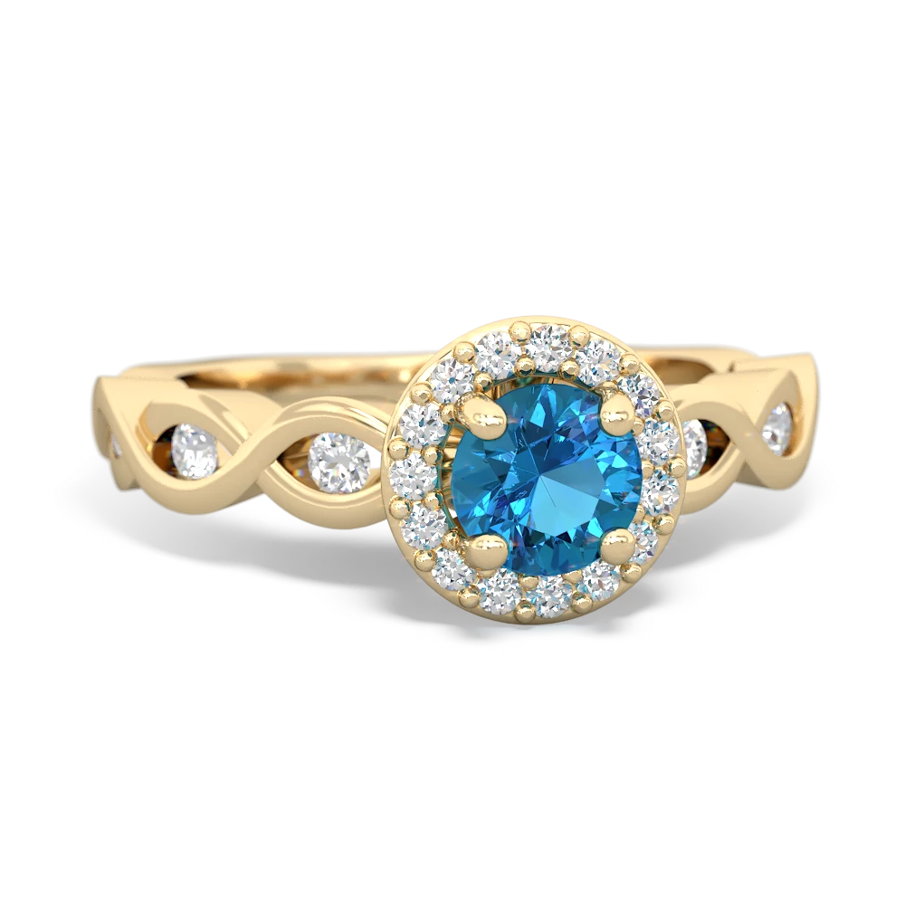 London Topaz Infinity Halo Engagement 14K Yellow Gold ring R26315RH