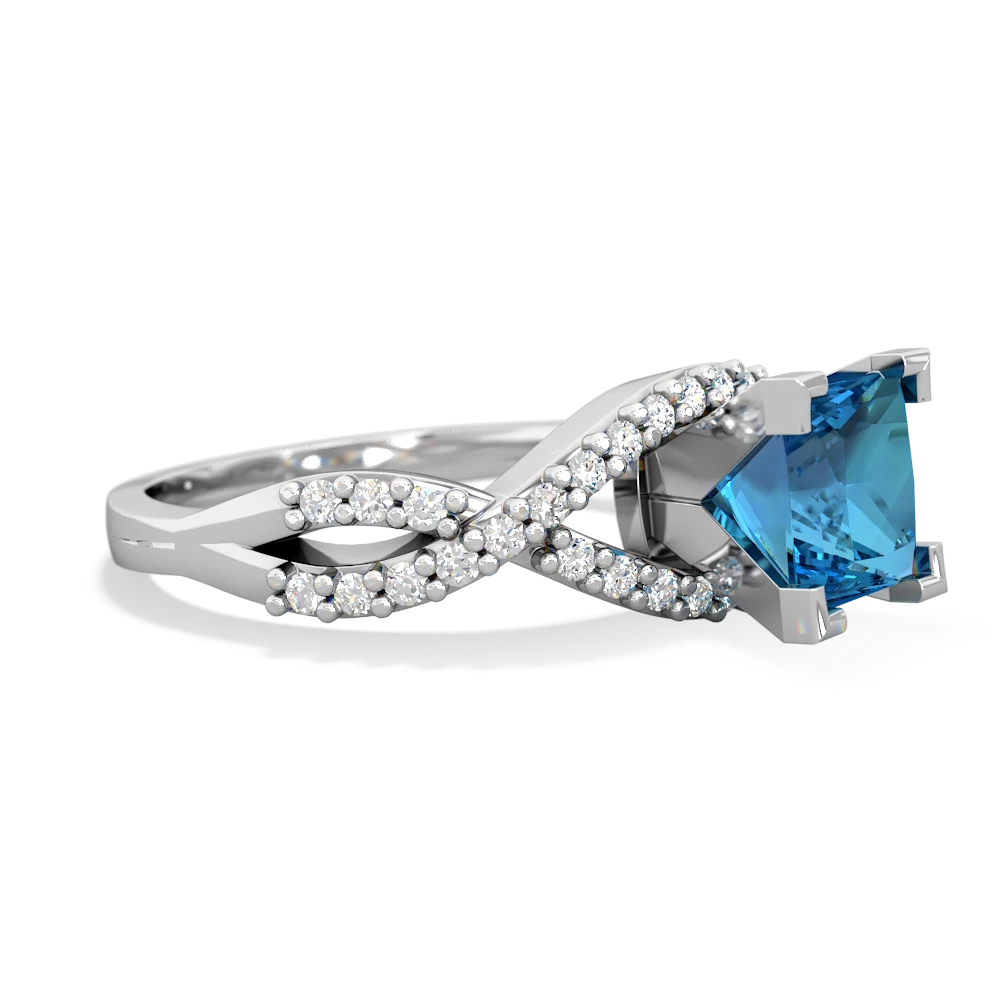 London Topaz Diamond Twist 6Mm Princess Engagment  14K White Gold ring R26406SQ