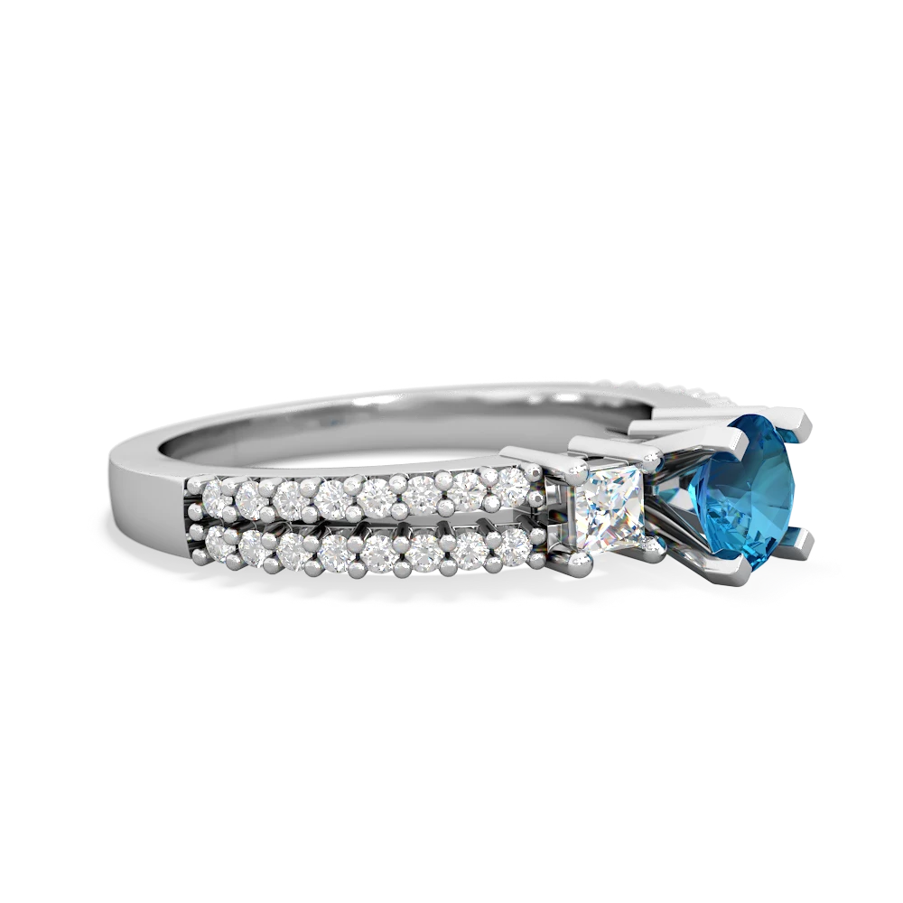 London Topaz Classic 5Mm Round Engagement 14K White Gold ring R26435RD