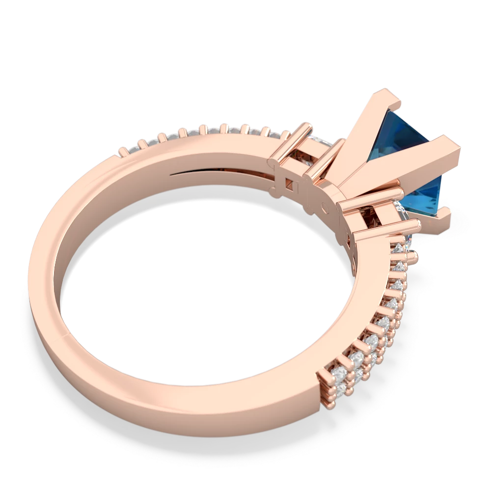 London Topaz Classic 6Mm Princess Engagement 14K Rose Gold ring R26436SQ