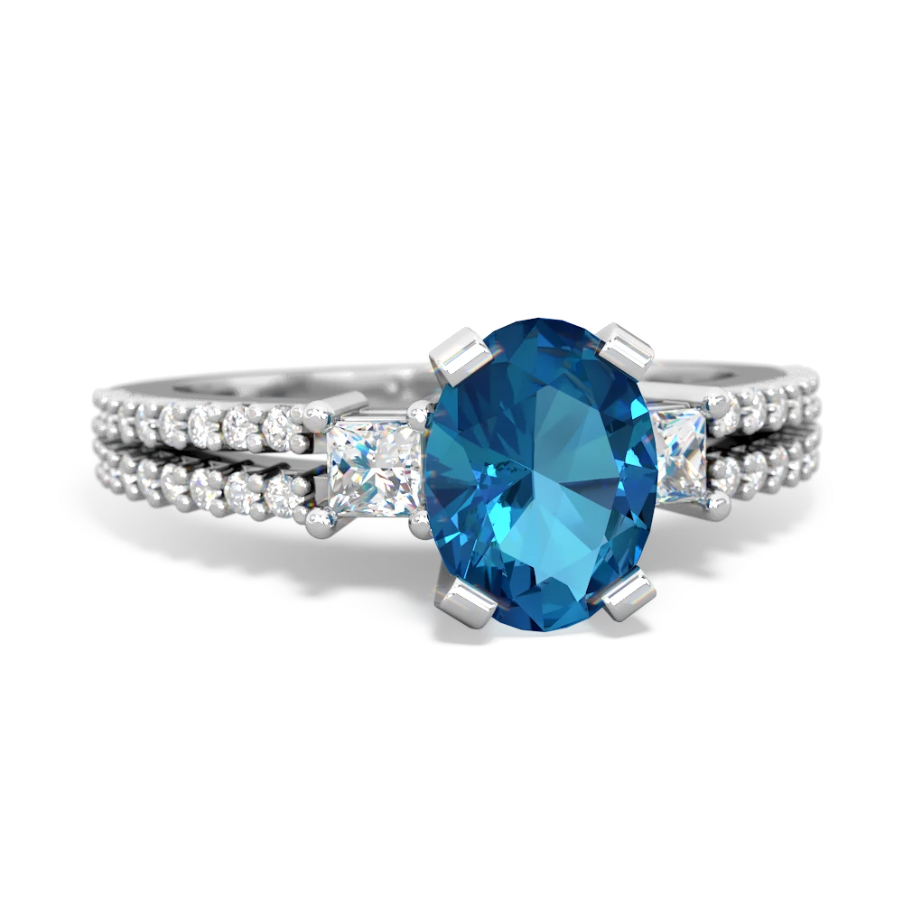 London Topaz Classic 8X6mm Oval Engagement 14K White Gold ring R26438VL