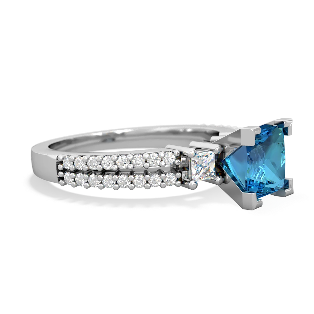 London Topaz Classic 6Mm Princess Engagement 14K White Gold ring R26436SQ