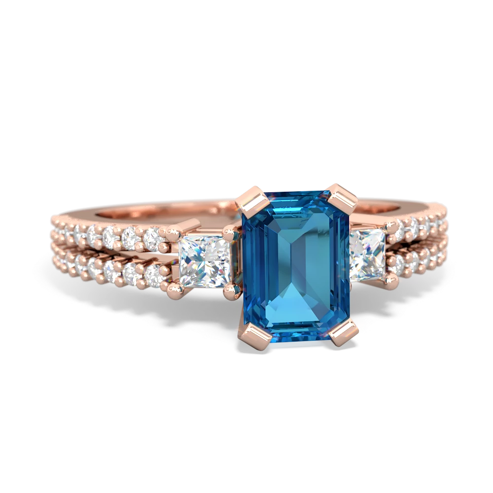 London Topaz Classic 7X5mm Emerald-Cut Engagement 14K Rose Gold ring R26437EM