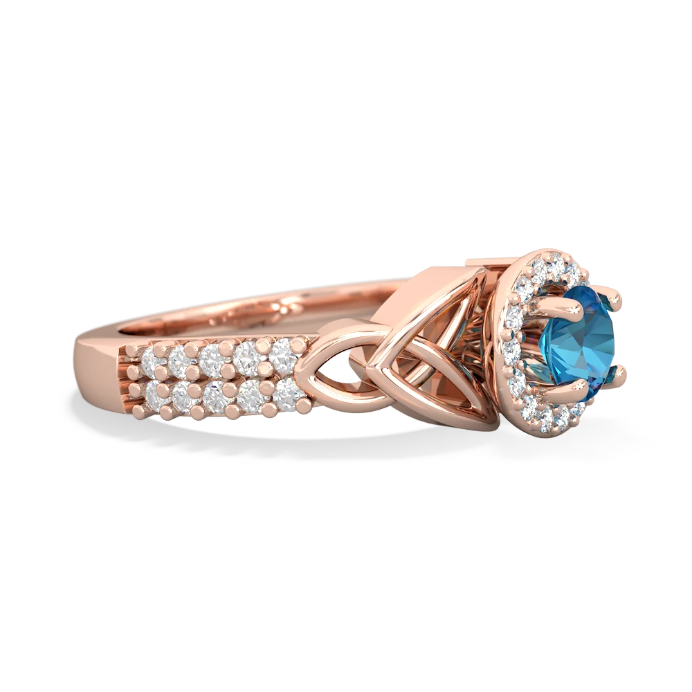 London Topaz Celtic Knot Halo 14K Rose Gold ring R26445RH