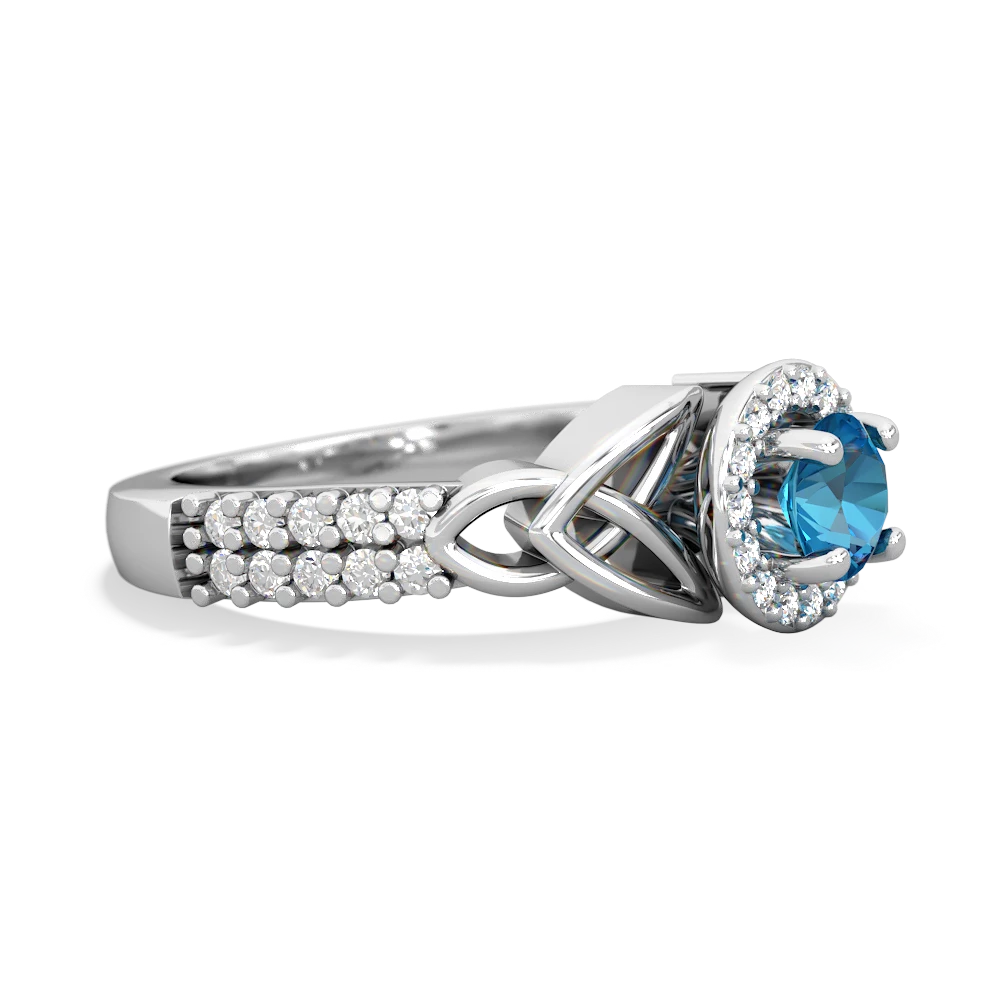 London Topaz Celtic Knot Halo 14K White Gold ring R26445RH