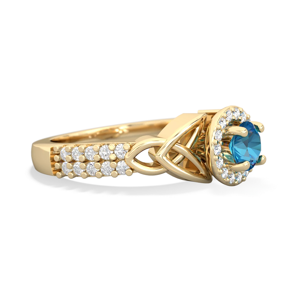 London Topaz Celtic Knot Halo 14K Yellow Gold ring R26445RH