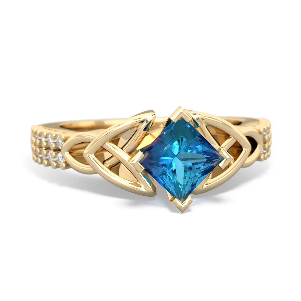London Topaz Celtic Knot 5Mm Square Engagement 14K Yellow Gold ring R26445SQ