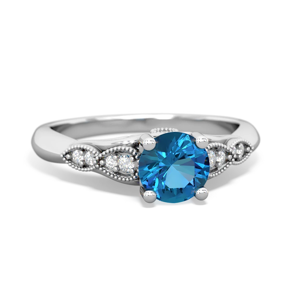 London Topaz Antique Elegance 14K White Gold ring R3100