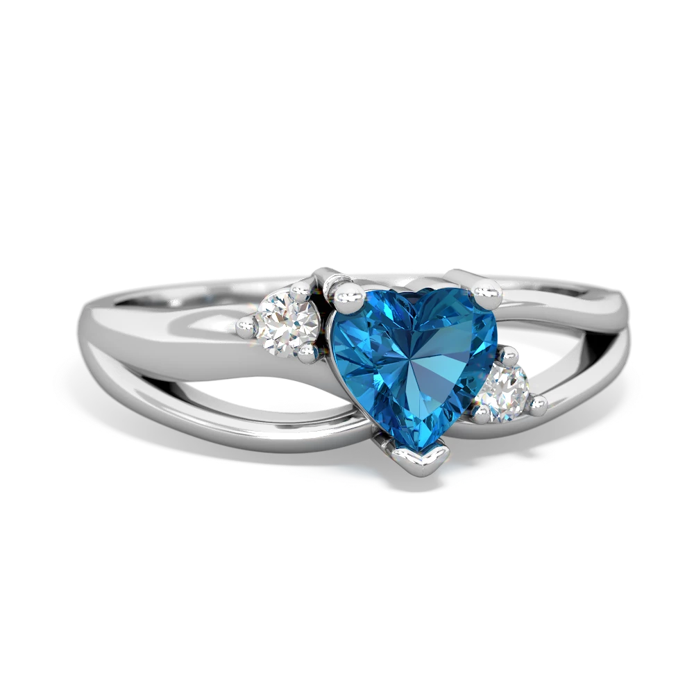 London Topaz Split Band Swirl 14K White Gold ring R2130