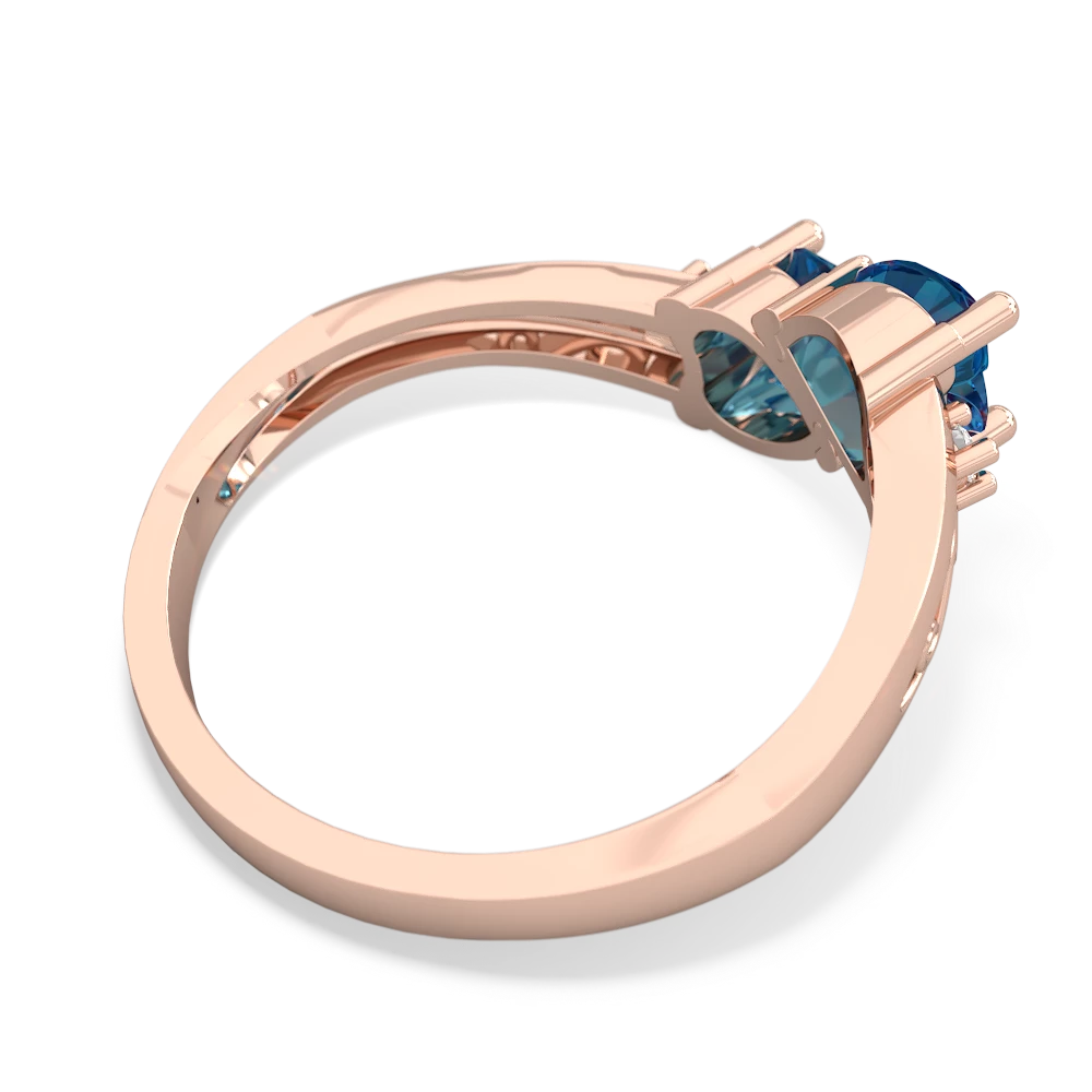 London Topaz Snuggling Hearts 14K Rose Gold ring R2178